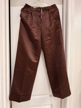 Classic Brown Pleated Dress Pants